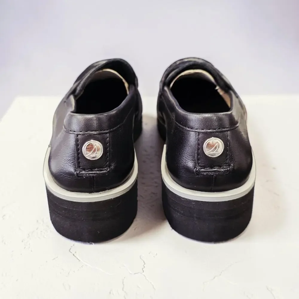 Sperry Chunky Penny Loafers Black Leather Platform Lug Sole Womens Size 6.5 NIB